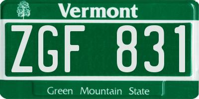 VT license plate ZGF831