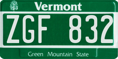 VT license plate ZGF832