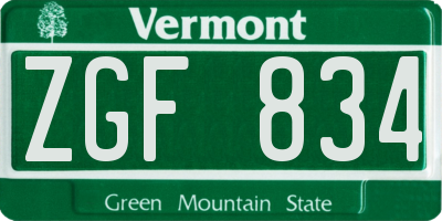 VT license plate ZGF834