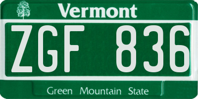 VT license plate ZGF836