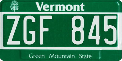 VT license plate ZGF845