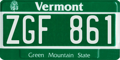 VT license plate ZGF861