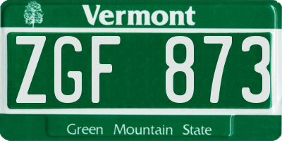 VT license plate ZGF873