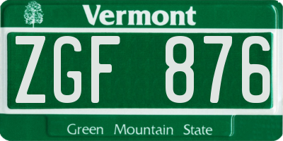 VT license plate ZGF876
