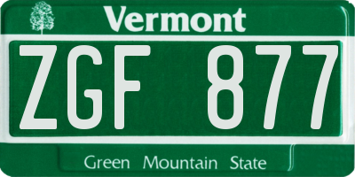 VT license plate ZGF877