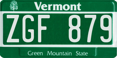 VT license plate ZGF879