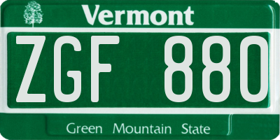 VT license plate ZGF880