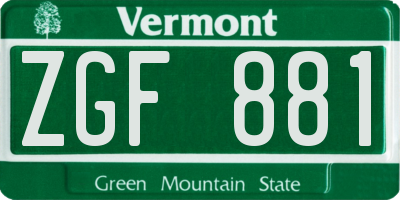VT license plate ZGF881