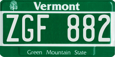 VT license plate ZGF882