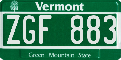 VT license plate ZGF883
