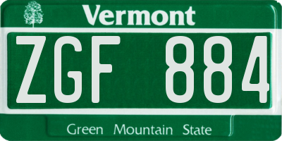 VT license plate ZGF884