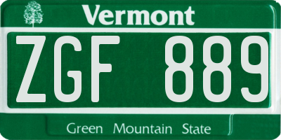 VT license plate ZGF889