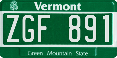 VT license plate ZGF891