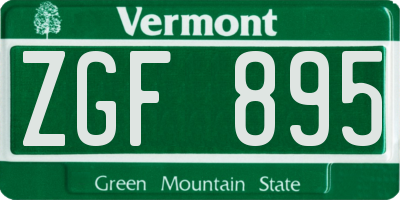 VT license plate ZGF895