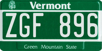 VT license plate ZGF896