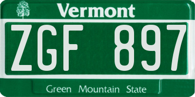 VT license plate ZGF897