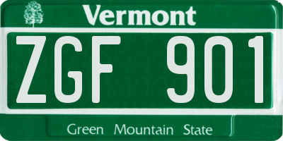 VT license plate ZGF901