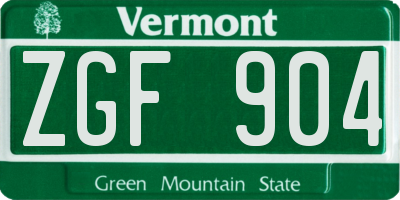 VT license plate ZGF904