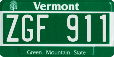 VT license plate ZGF911