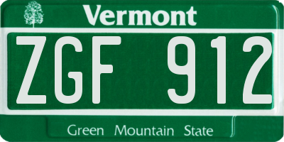 VT license plate ZGF912