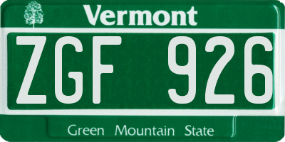 VT license plate ZGF926