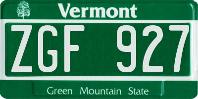 VT license plate ZGF927