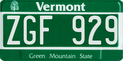 VT license plate ZGF929