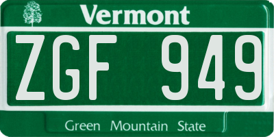 VT license plate ZGF949