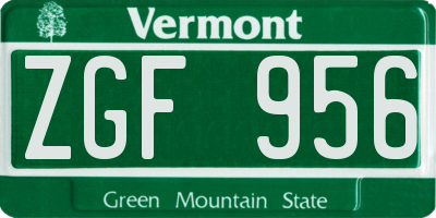 VT license plate ZGF956