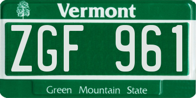 VT license plate ZGF961