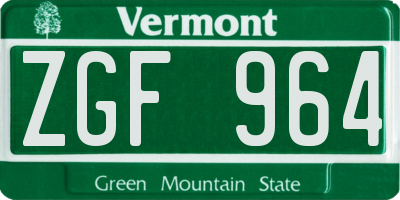VT license plate ZGF964