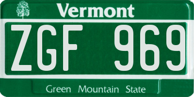 VT license plate ZGF969