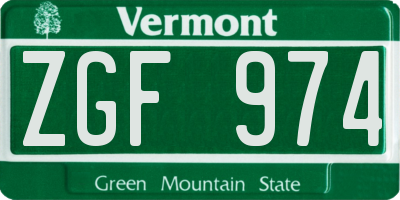 VT license plate ZGF974