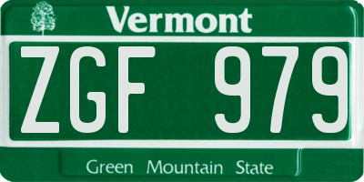 VT license plate ZGF979