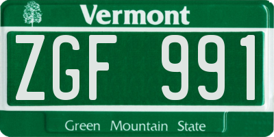 VT license plate ZGF991