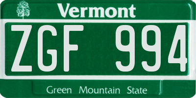 VT license plate ZGF994