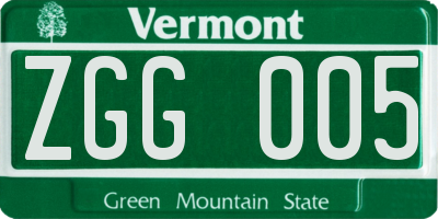 VT license plate ZGG005