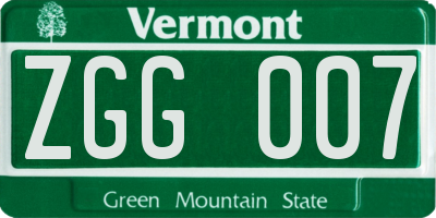 VT license plate ZGG007