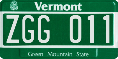 VT license plate ZGG011