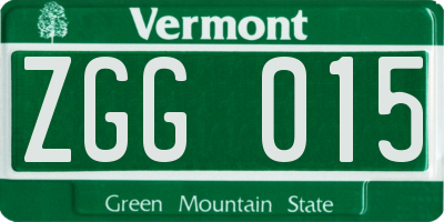 VT license plate ZGG015
