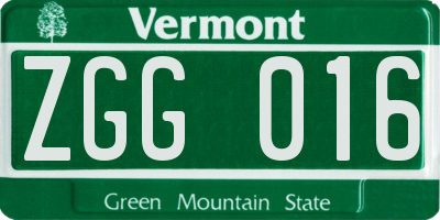 VT license plate ZGG016