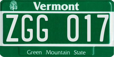 VT license plate ZGG017