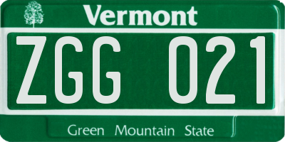 VT license plate ZGG021