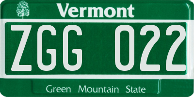 VT license plate ZGG022