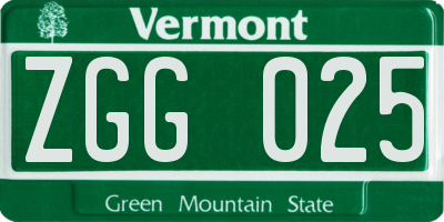 VT license plate ZGG025