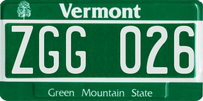 VT license plate ZGG026