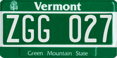 VT license plate ZGG027