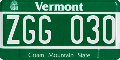VT license plate ZGG030