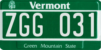VT license plate ZGG031