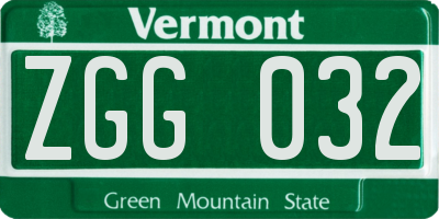 VT license plate ZGG032